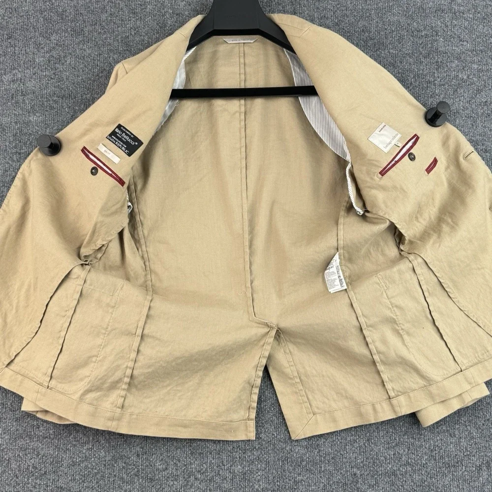 Banana Republic Blazer Mens 40R Khaki Linen Cotton Slim Fit Heritage Unlined